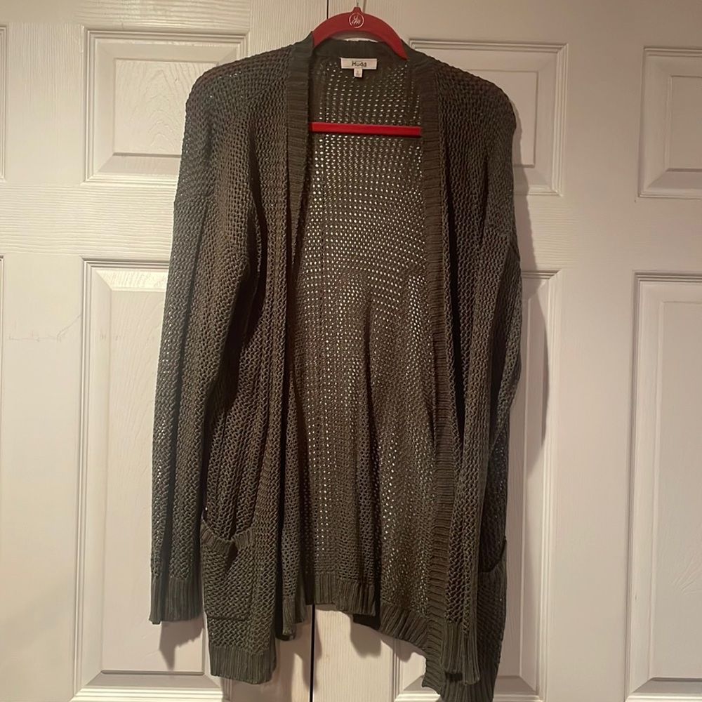 Crochet Olive Green MUDD Cardigan